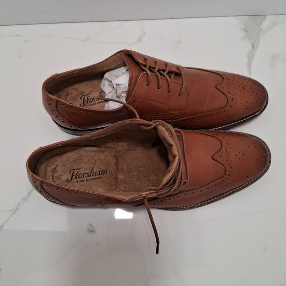 Florsheim Montinaro Wingtip Oxford Men\'s Shoes. Cognac/Brown LeatherDressed-9.5D